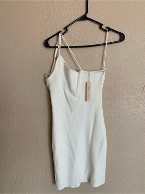 White Ribbed Spaghetti-Strap Mini Dress